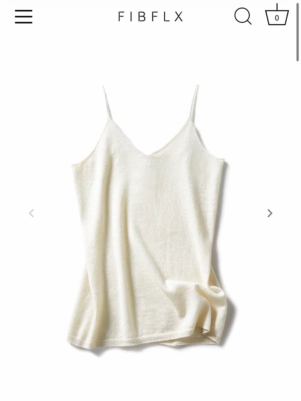 FIBFLX CASHMERE Ivory Knit V-Neck Cami